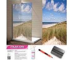 Glasdekor Dusche Düne2 Sichtschutz und Trennwände, Druck auf Glasdekorfolie in Sandstrahloptik, hochwertig bedruckte Glasdekorfolien mit einer satinierte Oberfläche, eigene Produktion! (200 x 100 cm)