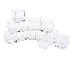 12er-Pack Teelicht-Gläser TeelichthalterCube 6x5,5x5,5cm Teelichte klar Glas Würfel eckig Vasen Dippschalen Votives VBS Großhandelspackung