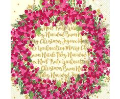 Miss Lovely Weihnachts-Servietten/Motiv-Servietten Kranz MIT ROTEN BEEREN Creme Gold rot grün - Weihnachts-Deko Tisch-Dekoration Weihnachten Advent Weihnachts-Feier Winter 20 Servietten