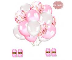 Sinwind 50 Stück Luftballons Rosa Konfetti Ballons Rosa und Weiß für Hochzeit und Geburtstag,Graduierung,Party, Weihnachten, Brautgeschenke, Baby-Duschen, Valentinstag (Pink + Weiß) 30cm