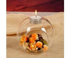 Kicode 1 Stück Kreative Tabelle Glaskugel Kerzenhalter Terrarium-Kugel Transparente Vase Hochzeit Startseite Microlandschaft Dekor