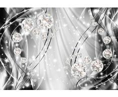 DekoShop Fototapete Vlies Tapete Moderne Wanddeko Wandtapete Dekoration Abstrakt, Diamanten und Silber AMD10406VEXXL VEXXL (312cm. x 219cm.) Tapetenkleister und Überraschungsaufkleber Gratis