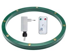 Star-Max Ring für Christbaumständer mit 8 0,5 Watt warmweissen LED, Adapter für den Innenbereich mit Timerfunktion 6/18 Std und Fernbedienung, grün