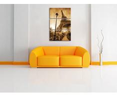 Pariser Eifelturm Retro 3-Teiler Leinwandbild 120x80 Bild auf Leinwand, XXL riesige Bilder fertig gerahmt mit Keilrahmen, Kunstdruck auf Wandbild mit Rahmen, gänstiger als Gemälde oder Ölbild, kein Poster oder Plakat