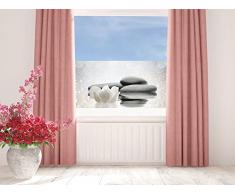 graz-design Sichtschutzfolie Bad | Fenster- Dusch-Folie/farbig Seerose Steine weiß | Glasdekor für mehr Privatsphäre (110x57cm//Glasdekor Set)