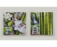 2er Set Wandbild Bambus Orchidee je 60cm Bilder auf Keilrahmen