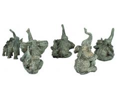 Dekofigur 5er Set Elefant Elefantenfamilie Glücks-Elefant Garten Dekoration