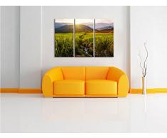 Reisfeld Plantage in Asien 3-Teiler Leinwandbild 120x80 Bild auf Leinwand, XXL riesige Bilder fertig gerahmt mit Keilrahmen, Kunstdruck auf Wandbild mit Rahmen, gänstiger als Gemälde oder Ölbild, kein Poster oder Plakat