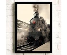 yiyiyaya Naturplakat No Frame Hochwertiger Vintage Retro-Zug Leinwand Kunstdruck Gemälde Wandbilder Für Wohnzimmer Wanddekor Leinwand Fabric-30x45_cm_No_Frame_Navy_Blue