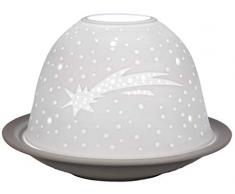 Himmlische Düfte Geschenkartikel GmbH Sternschnuppe Windlicht, Porzellan, Weiß, 12 x 12 x 8 cm