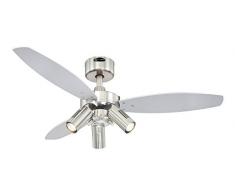 Westinghouse Lighting Deckenventilator Jet Plus, 3x 40 W E14-R50, Fernbedienung und Sommer-Winterlauf, Gehäusefarbe gebürstetes nickel, ø 105 cm 7229040