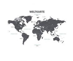 DECOWALL DLT-1609GDE Deutsche Moderne Graue Weltkarte Wandtattoo Wandsticker Wandaufkleber Wanddeko für Wohnzimmer Schlafzimmer Kinderzimmer (Extra Groß)(Deutsche Ver.)