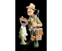 Angler Figur mit Fisch als Flaschenöffner | Fischer Dekofigur, handbemalt