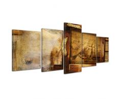 Kunstdruck - Schiff retro - Bild auf Leinwand - 200x80 cm 5 teilig - Leinwandbilder - Bilder als Leinwanddruck - Urban & Graphic - Collage - Fotocollage - Seefahrt - Schiffe