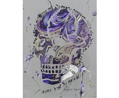 Artland Wandbilder selbstklebend aus Vliesstoff oder Vinyl-Folie Michael Öffler Totenkopf 3 Menschen Anatomie Körperteil Spachteltechnik Lila