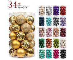 Busybee weihnachtskugeln 34 Stücke 6CM Ornamente für Weihnachtsbaum Gold Christbaumkugeln Weihnachtsdekoration Kugeln