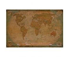 GREAT ART Fototapete – Map of The World – Wandbild Dekoration historische Weltkarte Weltkugel Old School Antik Globus Old Map Used Look Retro Vintage Wandtapete Fotoposter Wanddeko (210 x 140 cm)