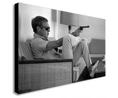 Kunstdruck von Steve McQueen mit Pistole auf Leinwand, Wandschmuck – in verschiedenen Größen erhältlich, holz, A0 47x33 inches