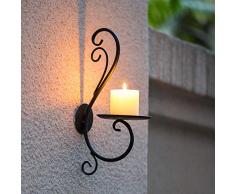 Sziqiqi 2 Stück Kerzenhalter Wand Schwarz Metall Teelichthalter Kreative Deko, Kerzenständer, Schwarz