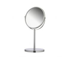 Axentia 282801 Vergrößerungs-Standspiegel, Kosmetikspiegel, Badezimmerspiegel verchromt, rund ca. 17 cm Ø, 3-fache Vergrößerung, Rasierspiegel ideal für alle Feuchträume, Höhe ca. 34,5 cm