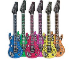 GOODS+GADGETS 6X Luftgitarre Rockstar aufblasbare Air-Guitar Luft-Gitarren aufblasbar 100cm bunt