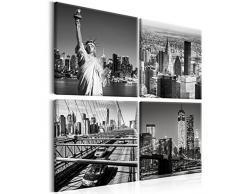 murando - Bilder New York 80x80 cm Vlies Leinwandbild 4 Teilig Kunstdruck modern Wandbilder XXL Wanddekoration Design Wand Bild - City Stadt NYC Skyline grau d-B-0176-b-i