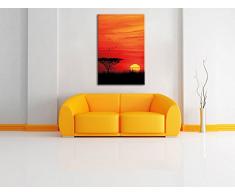 Roter Sonnenuntergang in Afrika, Format: 80x60 auf Leinwand, XXL riesige Bilder fertig gerahmt mit Keilrahmen, Kunstdruck auf Wandbild mit Rahmen, günstiger als Gemälde oder Ölbild, kein Poster oder Plakat