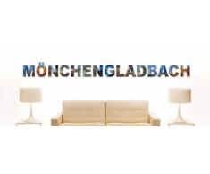 INDIGOS UG - Wandtattoo Wandsticker Wandaufkleber - Aufkleber farbige Wandschrift Städtename Städtename Mönchengladbach mit Sehenswürdigkeiten 96 x 8 cm Länge