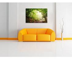 Sonnenstrahlen Waldweg, Bild auf Leinwand, XXL riesige Bilder fertig gerahmt mit Keilrahmen, Kunstdruck auf Wandbild mit Rahmen, günstiger als Gemälde oder Ölbild, kein Poster oder Plakat, Format:60x40 cm