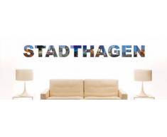 Wandtattoo farbige Wandschrift Städtename Stadthagen mit Sehenswürdigkeiten 80 x 8 cm Länge