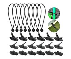 SEELOK 15Stk Zeltgummis Expanders Spanngummis Zelte Befestigung Planenspanner mit 30Stk Planenklammern für Banner Planen Pavillions Sonnenschutzfolie am Balkon