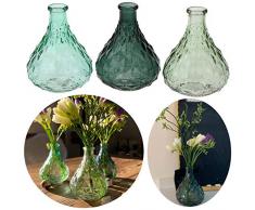 LS-LebenStil 3X Deko-Flaschen Glasvase 12cm Set Blumenvase Tisch-Vase Väschen