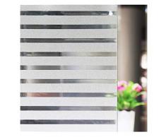 Zindoo Fensterfolie Sichtschutz Sichtschutzfolie Streifen Milchglasfolie Fenster Aufkleber Glas Statische Folie für Büro und Zuhause 45 * 200 cm