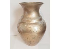 Oberstdorfer Glashütte Vase Gold antik Gold farbige Glasvase Shabby Gold dekorative Blumenvase bauchig Tischvase antikes Design Höhe ca 30 cm