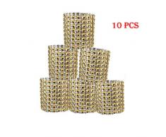 AMhomely 2019 Net Diamond Serviettenschnalle/Serviettenring - 10/20/50/100 Bling Diamant Strass Mesh Wrap Serviettenring Hochzeit Dekor Gold (Gold 10PC)