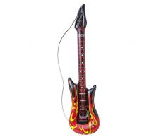 Widmann 04815 – aufblasbare Gitarre, 105cm, Flammenmotiv, Instrument, Rockstar, Hard Rocker, Death Metall, Motto Party, Karneval