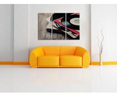 Schallplatte, Musik, music, DJ, 3-Teiler Leinwandbild 120x80 Bild auf Leinwand, XXL riesige Bilder fertig gerahmt mit Keilrahmen, Kunstdruck auf Wandbild mit Rahmen, gänstiger als Gemälde oder Ölbild, kein Poster oder Plakat