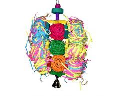 onewell Vogelspielzeug zum Aufhängen, für Käfig, Papageien, buntes Rattan-Ball und Käfig-Dekoration