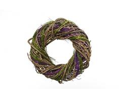 HEITMANN DECO Türkranz mit romantischen Akzenten - Weidenkranz - Frühligsdeko für Wand, Tür und Tisch - Natur, Lila, Grün