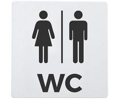 Bamodi XXL WC Schild selbstklebend - Toilettenschild Damen und Herren - Eindeutiges und einfach anzubringendes Toilettenschild WC Aluminium - 12,5 x 12,5 x 0,15 cm