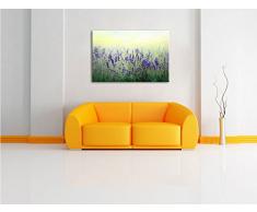 Schöner Lavendel im Regen Format: 120x80 auf Leinwand, XXL riesige Bilder fertig gerahmt mit Keilrahmen, Kunstdruck auf Wandbild mit Rahmen, günstiger als Gemälde oder Ölbild, kein Poster oder Plakat