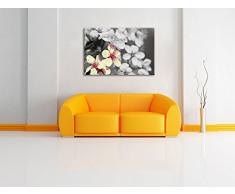 Kirschblüten im Retro Stil schwarz/weiß, Format: 80x60 auf Leinwand, XXL riesige Bilder fertig gerahmt mit Keilrahmen, Kunstdruck auf Wandbild mit Rahmen, günstiger als Gemälde oder Ölbild, kein Poster oder Plakat