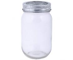 Esschert Design Glasvase mit Blumenarrangierdeckel, mit Rankhilfe im Deckel, kleines Pflanzglas mit Aluminiumdeckel mit Schraubverschluss