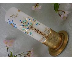 Taufkerze Lebensbaum gold mint blau handmade Wachs Taufkerzen für Junge Mädchen 250/70 mm mit Name und Datum