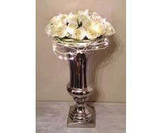 Trumpet Keramikvase Trompetenvase Dekovase Blumenvase Vase Keramik Shabby Chic Silber 30 cm