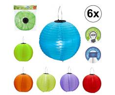 6er Set Solar LED-Lampion, rund ca. Ø 30 cm bunt