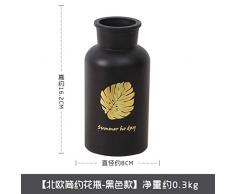 LIANGRAN Vase Deko Geschenk Haushalt Nordic Wind Milchglas Vase Schwarz Weiß Heißprägung Vase Ornamente Getrocknete Blumenarrangement Behälter Dekoration, Schwarz
