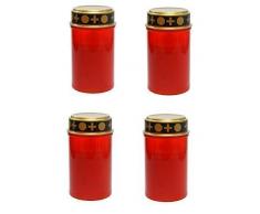 4er Set LED Kerze Grabkerze Grablicht Ewiges Licht Elektro flackerndem Kerzenschein Rot - Leuchtdauer bis ca. 180 Tage (für 2 x Baby LR14 Batterien - nicht enthalten)