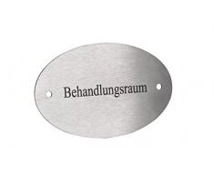 Türschild aus Edelstahl mit Gravur | Namensschilder mit Wunschtext selbstklebend oder mit Bohrlöcher 10x6,5 cm oval mehr als 80 Motive Klingelschild - Türschilder für die Haustür mit Namen