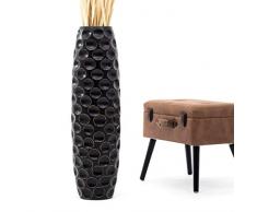 Leewadee Große Bodenvase für Dekozweige hohe Standvase Design Holzvase 90 cm, Mangoholz, schwarz